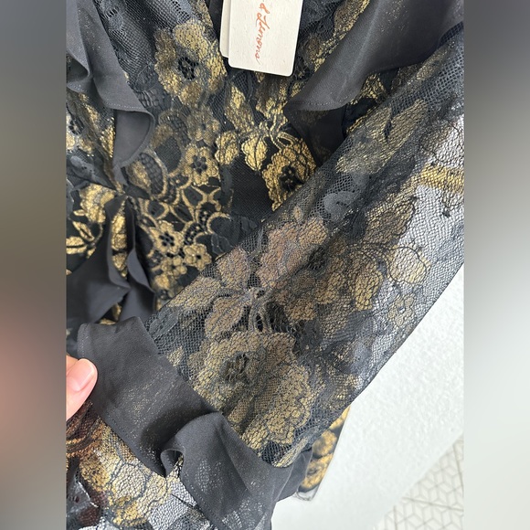 ๐ For Love and Lemons ๐ Black and Gold Size S Cocktail Dress NWT - Picture 6 of 9